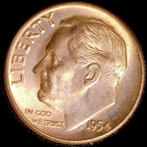 USA 1954 10 cent Roosevelt dime silver coin BU #2906