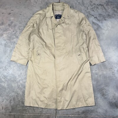 Vintage Burberry Trench Coat Tan Mens 44 Reg Coat 90s Fishtail