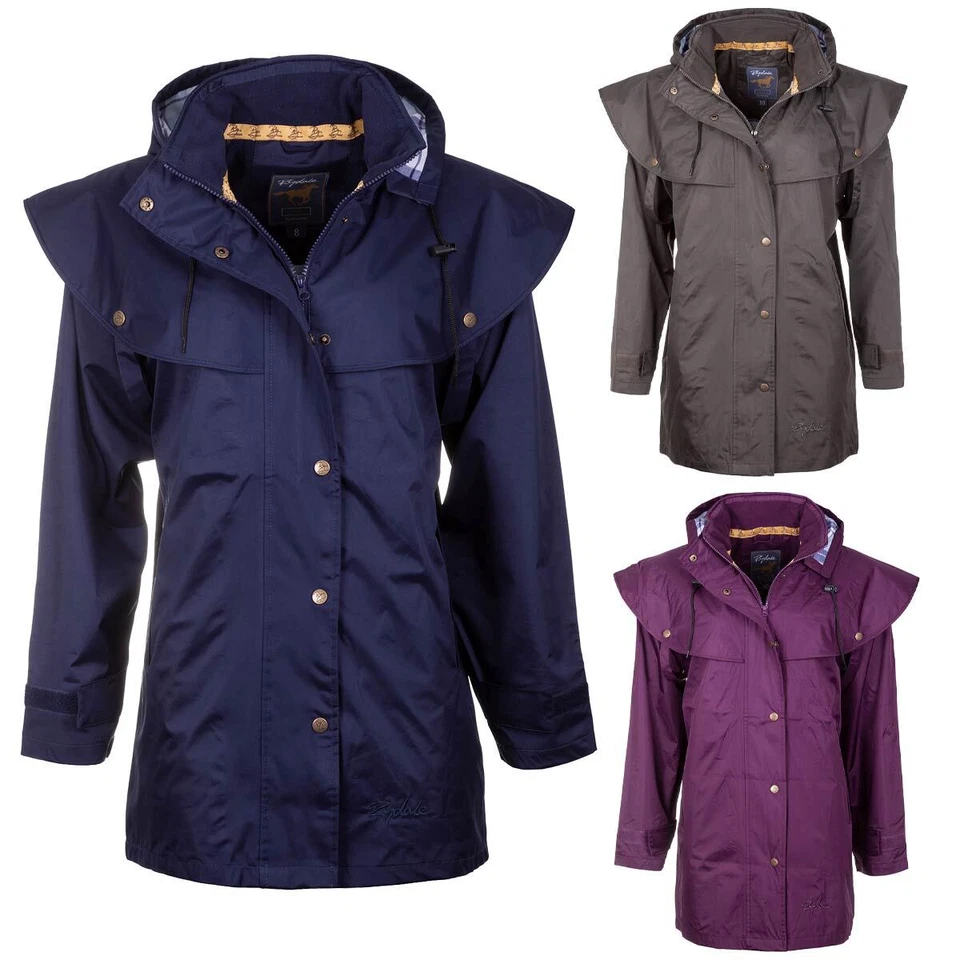 Damen 3/4 Länge Wasserdicht Reitsport Reitmantel Damen Kapuze Jacke Mantel