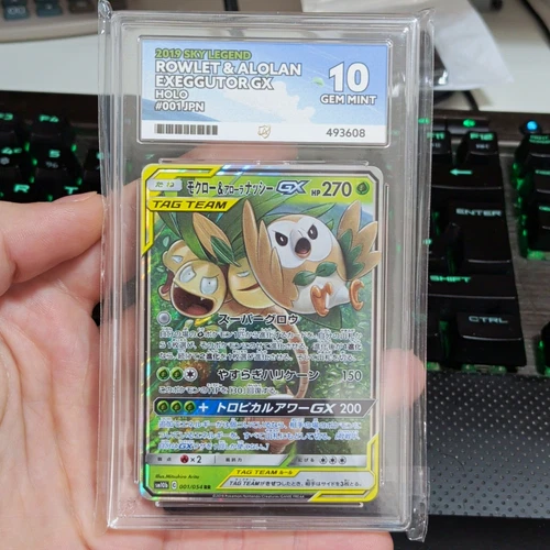 Ace Grading 10 - Rowlet & Alolan Exeggutor GX 001/054 Holo - Sky Legend JP