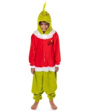 The Grinch Union Suit Big Kids Santa Claus Costume Kigurumi Hooded Pajama
