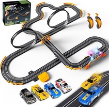 Slot Car Race Track for Kids with 4 Slot Cars, Dual Racing Electric Car Tracks G