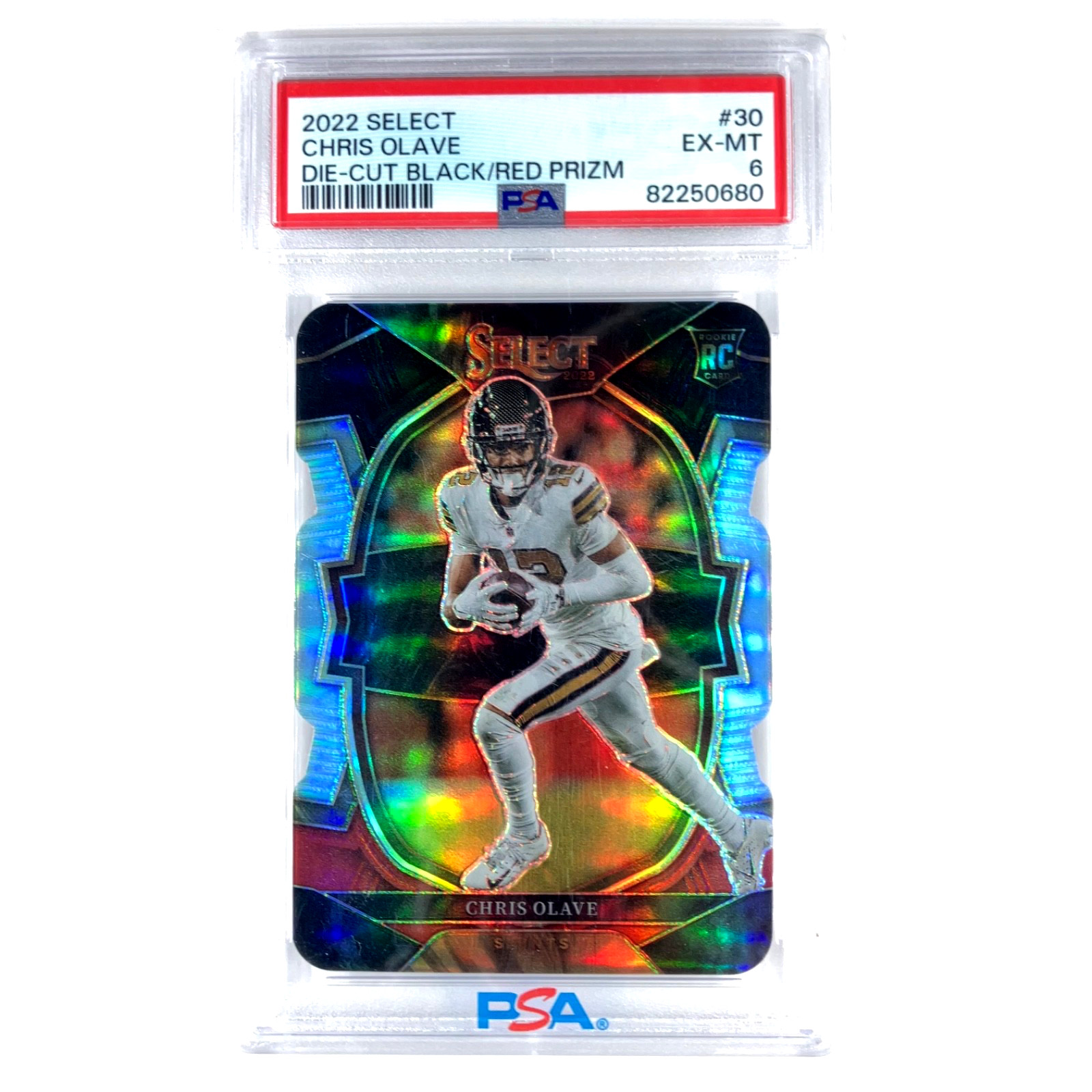 2022 Panini Select Chris Olave Rookie Concourse Black & Red Prizm Die-Cut #30 SP