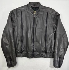 HEIN GERICKE Echt Leder Leather Moto Riding Padded Jacket Men 42 Biker Vent Coat