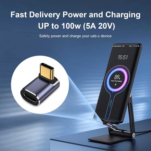 USB C Adapter 2 in 1 90 Grad Typ C auf Typ C 40Gbps USB 4.0 Winkelstecker - Bild 3 von 8