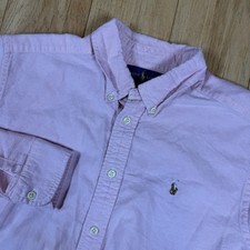 Polo Ralph Lauren Short Sleeve Navy Pony Mesh Pink Youth L 14-16 Preppy Soft