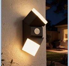 Combuh Black Outdoor Wall Light Main Powered Outside Front Door Light PIR Sensor