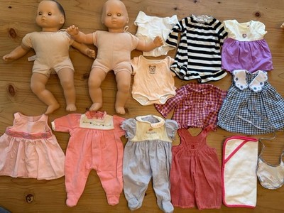 American Girl Bitty Baby Doll Blue Brown Eyes Dress Pajamas Lot