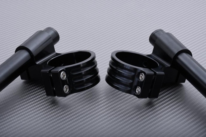 Demi-guidons réhaussés 50mm noirs en alu CNC pour le pilotage précis sur Kawasaki ZX10R