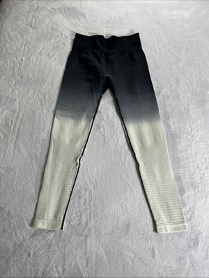 Zyia Active Leggings Size Small Black White Ombre Light N Tight Hi-Rise Workout