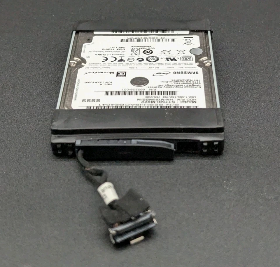 HP G6T-2000 750GB 2.5" SATA Laptop Hard Drive ST750LM022 + Caddy & Cable - Image 2 of 3