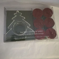 Pier 1 Imports Tea Light Candles And Christmas Tree Glass Holder 6 New In Box