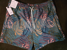 Goodfellow  Co Men's Blue Floral Swim Trunks XXL 7" Inseam Lined Drawstring