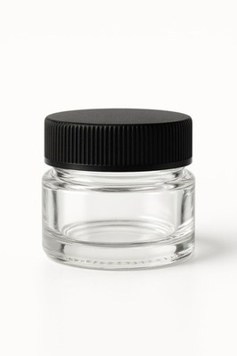 100 Pack 5ml Jar Screw Lid Black - Small Glass Cosmetic Packaging Container f...