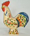 VTG 10" Swedish Dala Rooster Hand-Painted Wooden Folk Art Kurbits Dalarna Sweden