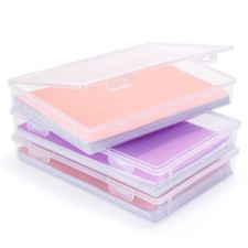 3Pack A4 Paper Organizer Box, Plastic Scrapbook Paper Organizer Portable Stor...