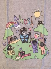 Camiseta Ghost Band Papa Emérito Rara Dibujos Animados Grande Gris Claro Nueva Rara