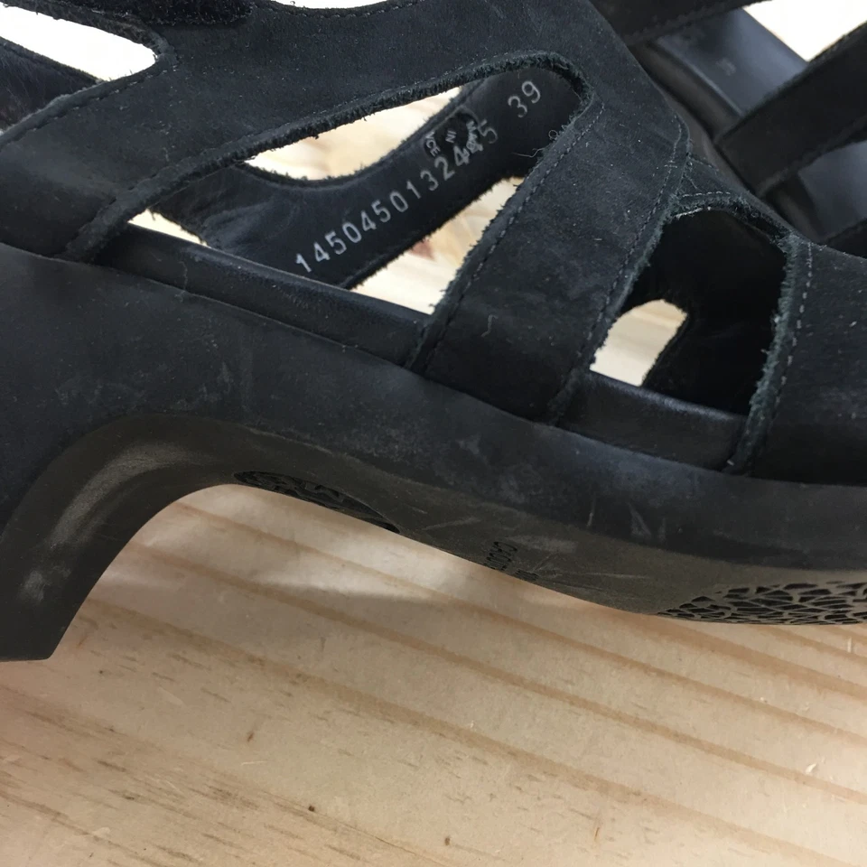 Sandalias Mephisto para mujer 39 Coralie con cordones negras punta abierta informales tacones cubanos Foto 4 de 4