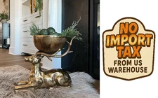 Antiqued Decorative Metal Buck Bowl Gold Deer Accent Rustic Christmas Home Decor