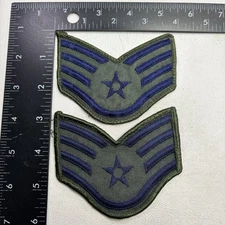Vtg 4" 2 Patches Lot STAFF SERGEANT RANK CHEVRON USAF Air Force Subdued 51as