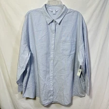 NWT Old Navy Women's XL Oversized Button-Down Boyfriend Shirt Oxford Blue Stripe