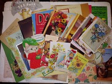 Vintage Lot 92 Mid century USED Greeting Cards Crafts Glitter fold out etc