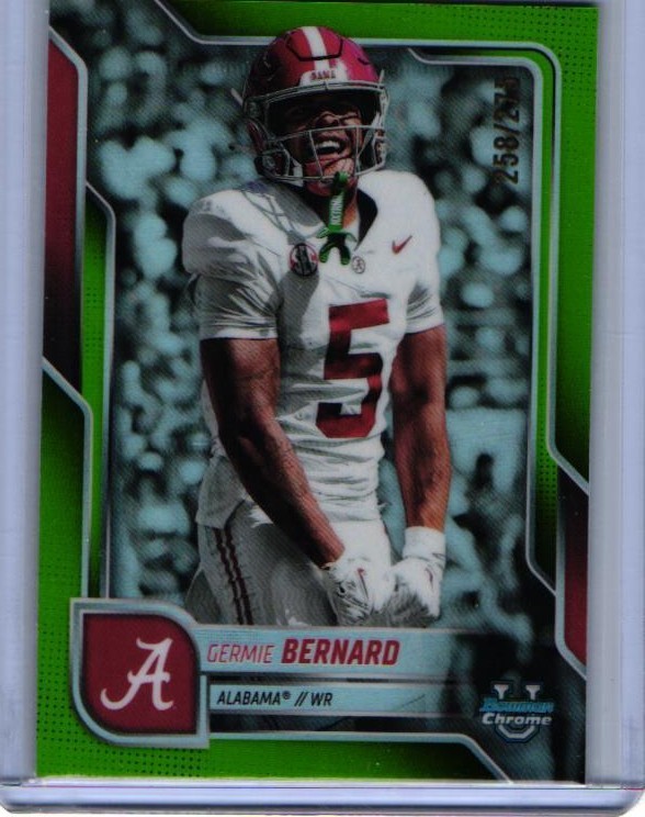 2025 Bowman U Chrome Lime Green Refractor /275 - #187 Germie Bernard, ALA Tide