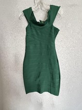 Fashion Nova Dress Womens Medium Green Bandage Cowl Neck Bodycon Mini Party