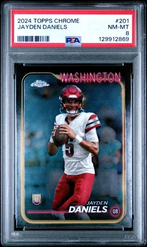 2024 TOPPS CHROME #201 JAYDEN DANIELS ROOKIE RC PSA 8