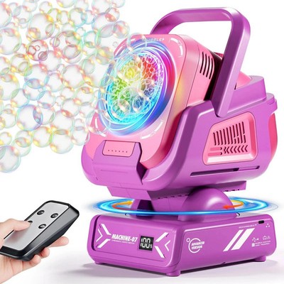 Bubble Machine with Remote Control, Automatic Rotation RGB Lights, 1800mAh