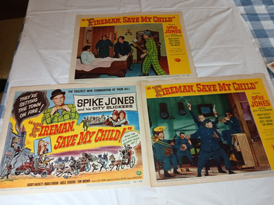 3 FIREMAN SAVE MY CHILD 1954 SPIKE JONES 11X14'' LOBBY CARDS