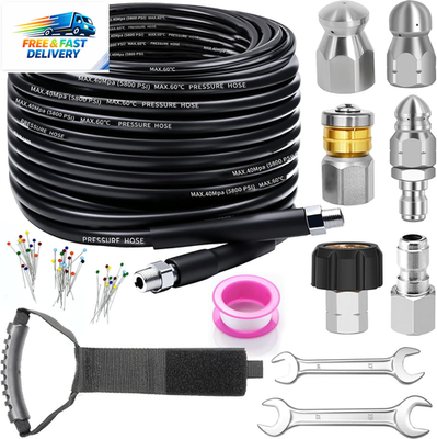 #ad Sewer Jetter Kit for Pressure Washer 100FT Drain Cleaner Hose 5800PSI with 1 4 $60.01