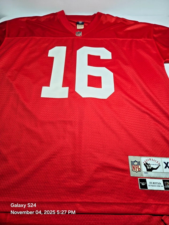 Camiseta deportiva vintage Reebok Gridiron NFL San Francisco 49ers Joe Montana #16 talla XL. Foto 3 de 4
