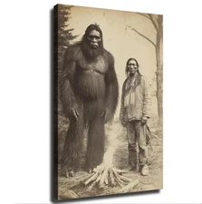Bigfoot and Native Americans Wall Art Poster Gifts Bedroom Prints Home