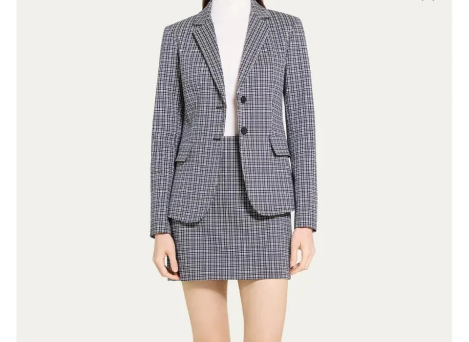 Blazer Theory Carissa Almendra Multi Tejido Cuadros TALLA 4 $475 NUEVO CON ETIQUETAS Foto 2 de 4