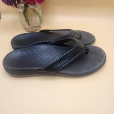 VIONIC black Sequined flip flops Sandals Womens Size 39 8 - 8.5 Tide toe post