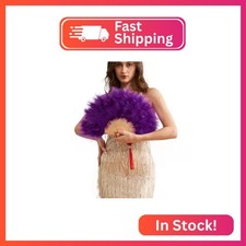 Happy Feather Handheld Marabou Feather Fan, 1920s Vintage Style Flapper Hand Fan
