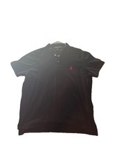 POLO RALPH LAUREN Black Polo Shirt Short Sleeve Cotton Mens L