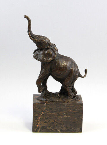 9937235 Escultura Firmado Milo Elefante sobre Base Figura Bronce 13x8x31cm