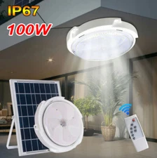 Solar Powered Indoor/Outdoor Ceiling Light -Waterproof Panel & Rechargeable Lamp