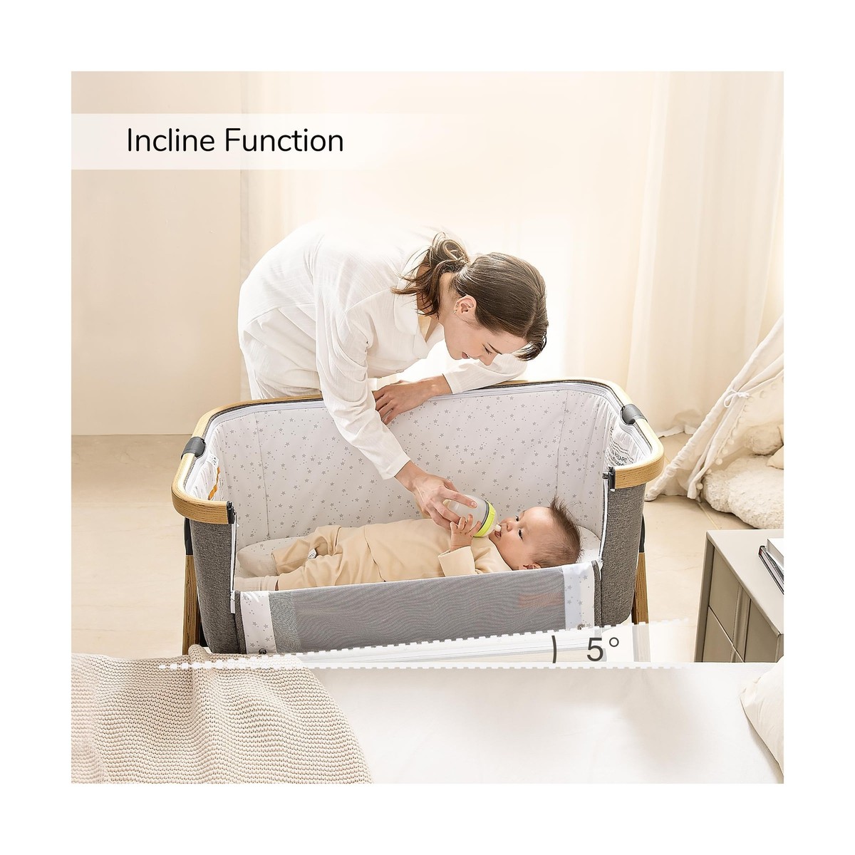 Maydolly Baby Bassinet & Bedside Sleeper, 3 in 1 Rocking Bassinet 