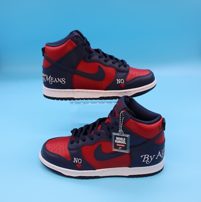 Size Nike SB Dunk High Supreme By Any Means Navy Red White High Top  Sneakers