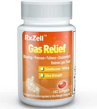 Gas Relief Softgels 180mg 180ct - Anti Flatulence, Bloating Aid