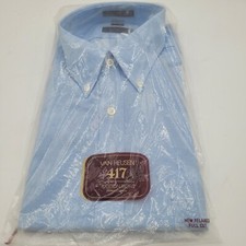 Vintage Blue Van Heusen 417 Long Sleeve Shirt New Authentic Shirtwear Med 16.5