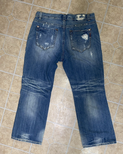 Mek Herren Denim Bootcut Jeans Valencia 40x32 Distressed Boot Cut bestickt - Bild 2 von 5