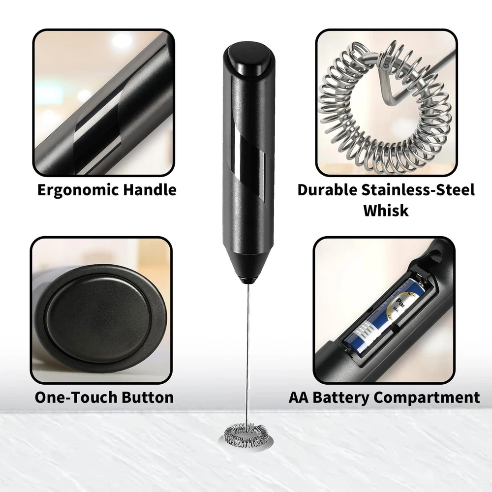 Milk Frother, Handheld Electric Blender stick, Drink Mixer with Food Grade Stain