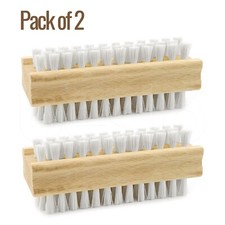 2 x Double Sided Bristle Cleaner Wooden Nail Brush Scrubbing Finger Toe Washing