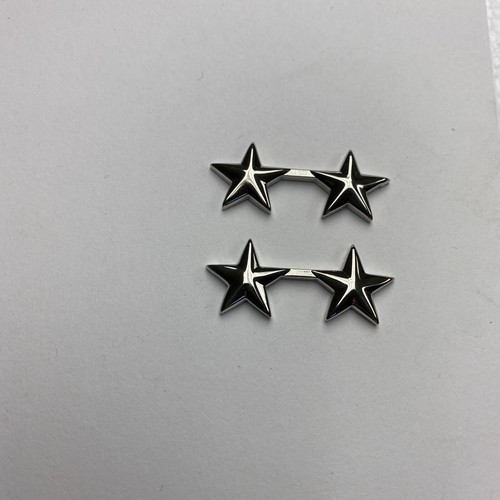 5/8” Silver 2 Star - Police Collar Brass- Pins- NEW - Rank Insignia - Per Pair - Picture 3 of 5