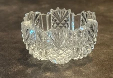 Vtg American Brilliant Sawtooth Etched Cut Crystal Salt Cellar Dip