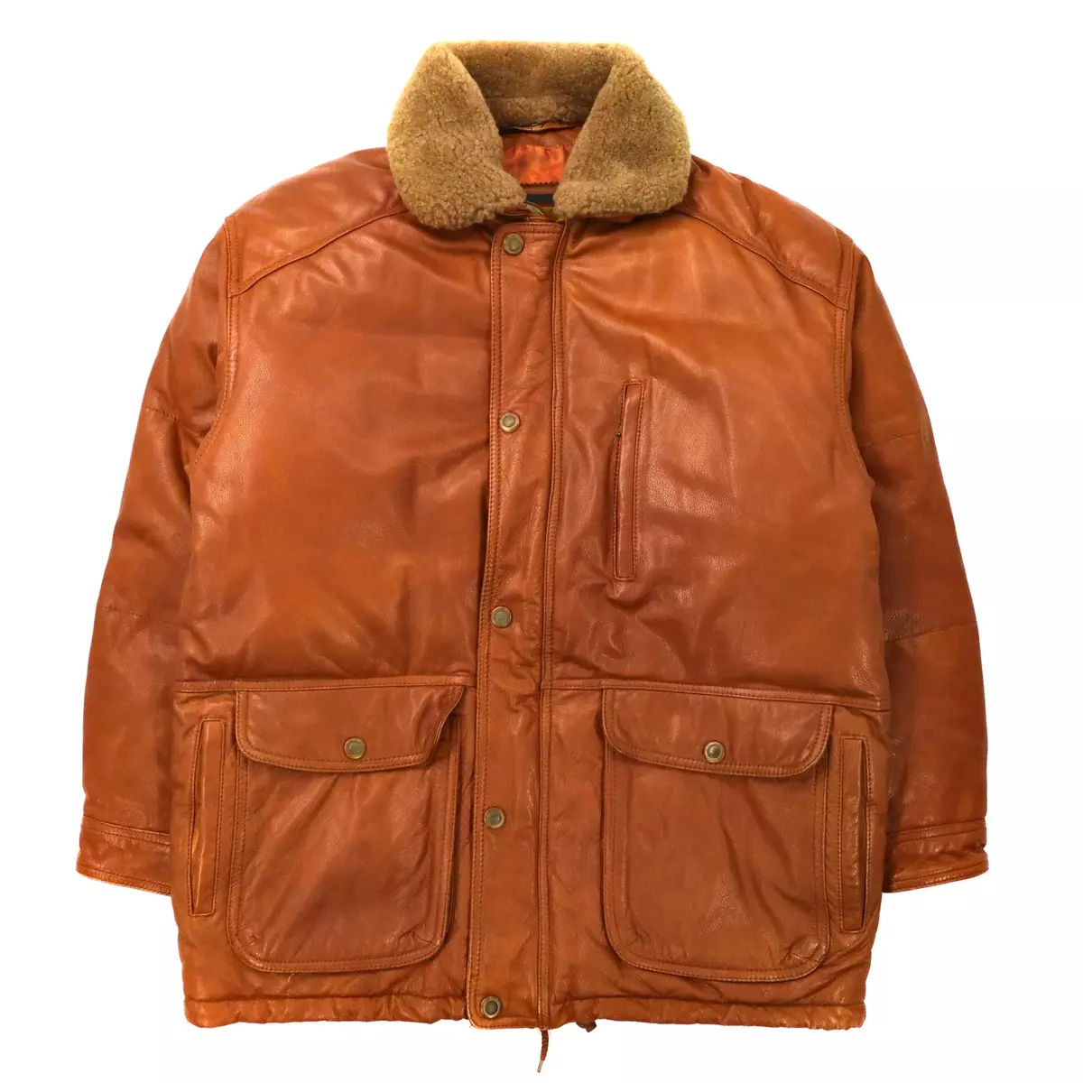 B spare BOA leather Puffer Jacket XL Brown Cowhide 90s | eBay